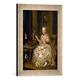 Gerahmtes Bild von Johann Georg Ziesenis Elisabeth Augusta in ihrem Kabinett, Kunstdruck im hochwertigen handgefertigten Bilder-Rahmen, 30x40 cm, Silber Raya