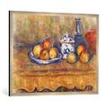 Gerahmtes Bild von Paul Cézanne "Stilleben mit blauer Flasche und Zuckerdose", Kunstdruck im hochwertigen handgefertigten Bilder-Rahmen, 100x70 cm, Silber Raya
