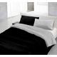 Italian Bed Linen Bettwäsche-Set mit Deckenbezug und Kissenbezüge, einfarbig, doppelseitig, 100 % Baumwolle 180x360x1 cm Nero/Grigio Chiaro