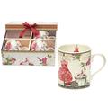 REVIMPORT Schale 02/2308 Tasse Décor Büste + Box Verziert Keramik Rot 10,5 x 7,5 x 8,3 cm 4 Stück