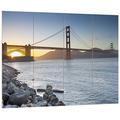 Pixxprint HBVs_2371_80x60 riesige Golden Gate Bridge mit schönem Blick aufs Meer MDF-Holzbild im Bretterlook Wanddekoration, bunt, 80 x 60 x 2 cm