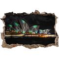 Pixxprint 3D_WD_S1695_92x62 Sydney Opera House Bei Nacht Wanddurchbruch 3D Wandtattoo, Vinyl, Bunt, 92 x 62 x 0,02 cm