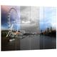 Pixxprint Eindruckvolles London Eye Riesenrad schwarz/weiß, MDF-Holzbild im Bretterlook Format: 80x60cm, Wanddekoration