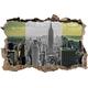 Pixxprint 3D_WD_5037_62x42 New Yorker Skyline mit Empire State Building Wanddurchbruch 3D Wandtattoo, Vinyl, schwarz / weiß, 62 x 42 x 0,02 cm