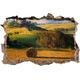 Pixxprint 3D_WD_S2249_62x42 traumhafte Toskana Landschaft mit Haus Wanddurchbruch 3D Wandtattoo, Vinyl, bunt, 62 x 42 x 0,02 cm