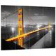 Pixxprint riesige Golden Gate Bridge schwarz/weiß, MDF-Holzbild im Bretterlook Format: 80x60cm, Wanddekoration