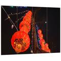 Pixxprint HBVs_1059_80x60 rote chinesische Lampions MDF-Holzbild im Bretterlook Wanddekoration, bunt, 80 x 60 x 2 cm