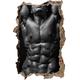 Pixxprint 3D_WD_2634_62x42 Sixpack Man Black and White Wanddurchbruch 3D Wandtattoo, Vinyl, schwarz / weiß, 62 x 42 x 0,02 cm