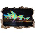 Pixxprint 3D_WD_S1697_62x42 Sydney Opera House mit Streifenmuster Wanddurchbruch 3D Wandtattoo, Vinyl, bunt, 62 x 42 x 0,02 cm