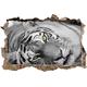 Pixxprint 3D_WD_S4795_62x42 liegender Tiger Wanddurchbruch 3D Wandtattoo, Vinyl, schwarz / weiß, 62 x 42 x 0,02 cm