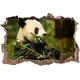 Pixxprint 3D_WD_S1208_62x42 Pandabär beim Fressen von Bambus Wanddurchbruch 3D Wandtattoo, Vinyl, bunt, 62 x 42 x 0,02 cm