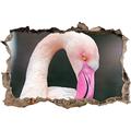 Pixxprint 3D_WD_S1942_92x62 Flamingo Macht Sich Sauber Wanddurchbruch 3D Wandtattoo, Vinyl, Bunt, 92 x 62 x 0,02 cm
