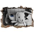 Pixxprint 3D_WD_S4085_62x42 süße rotkäppchen-Pullip mit Kuscheltier Wanddurchbruch 3D Wandtattoo, Vinyl, schwarz / weiß, 62 x 42 x 0,02 cm