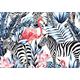 Myspotti 1044 Tropical Zebras Spritzschutz, Aluminium, Blau/Schwarz / Rosa, 59 x 41 x 0,2 cm