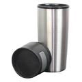 PSPRINTSOLUTION PS Isolierbecher, Mobil genießen, 350 ml, Push Verschluss, Travel Mug, silber