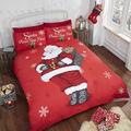 Vater Weihnachten Kids Xmas Schneeflocke Quilt Bettbezug und Kissenbezüge Bettwäsche-Set, Rot, Single