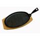 Baumalu 389028 Oval Grill 26,7 x 16,5 cm Schwarzes Gusseisen mit Holzbügel und Abnehmbarem Griff