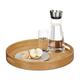 Relaxdays Serviertablett Bambus rund, erhöhter Rand, Gastrotablett, Grifflöcher, HxBxT: 5 x 38,5 x 38,5 cm, Holz, natur