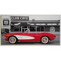 ERGO-PAUL ErgoPaul Papier (Poster) 1961 Chevrolet Corvette im Club Cafe an der Route 66" auf abgeschrägt 12mm MDF, kein Glas, bunt, 101x51x1.2 cm Kunstdruck ohne Rahmen, One Size