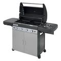 Campingaz 4 Series Classic LSG Gasgrill, BBQ Grillwagen mit 4 Edelstahlbrennern und Seitenkocher, Standgrill mit Deckel und Thermometer, Reinigungssystem, Schwarz / Silber, 136.5 x 59.8 x 115.6 cm