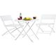 Relaxdays Gartenmöbel Set Bastian, klappbar, 3-teilig, Rattan-Optik, klein, HBT Tisch: 75,5 x 60 x 60 cm, weiß