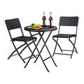 Relaxdays Gartenmöbel Set Bastian, klappbar, 3-teilig, Rattan-Optik, klein, HBT Tisch: 75,5 x 60 x 60 cm, schwarz