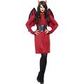 Smiffys, Damen Teufelin Kostüm, Kleid, Gürtel, Hörner und Flügel, Größe: L, 43730, Farbe: Rot/Schwarz