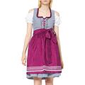 Fuchs Trachtenmoden Damen Dirndl, Knielang, Kariert, Gr. 36, Mehrfarbig (blau/beere)