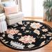 Black 90 x 0.25 in Area Rug - Lark Manor™ Hollander Floral Hand Hooked Wool Area Rug Wool | 90 W x 0.25 D in | Wayfair