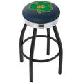 Notre Dame Fighting Irish 30" Team Black Wrinkle Swivel Bar Stool with Chrome Ribbed Ring