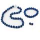 TreasureBay Stunning 12mm Natural Gemstone Beaded Necklace and Bracelet Jewellery Set For Women (Blue Agate)