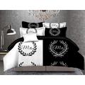 Bedding Sets Double Bed Black&white Duvet Cover & Pillowcase Set Bedding Couples Duvet Cover Set Queen/King Size (King 228x228cm, Mr Mrs)