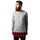 Urban Classics Herren Long Flanell Bottom Open Edge Crewneck Sweatshirt, Mehrfarbig (Gry/blk/red 736), XX-Large