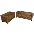 vidaXL Set Divani Chesterfield a 2 Posti e a 3 Posti Marrone