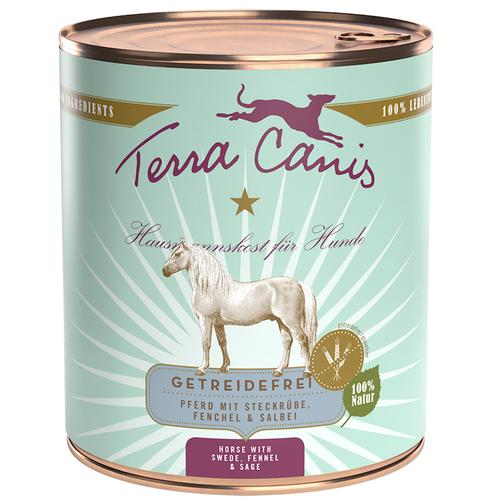 6x800g Terra Canis Getreidefrei Pferd mit Steckrübe, Fenchel & Salbei Hundefutter nass