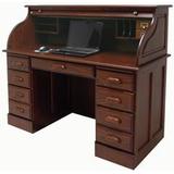 54-1/2"W Deluxe Solid Oak Roll Top Desk w/Laptop Clearance - Made in USA