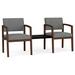 Lenox 2 Chairs w/Connecting Center Table in Standard Fabric or Vinyl
