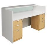 White & Woodgrain Rectangular Reception Desk