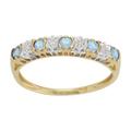 9ct Yellow Gold 0.27ct Blue Topaz & 2pt Diamond Half Eternity Band Ring