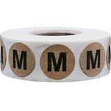 Brown Kraft M Clothing Size Circle Stickers 0.75 Inches Round 500 Labels on a Roll