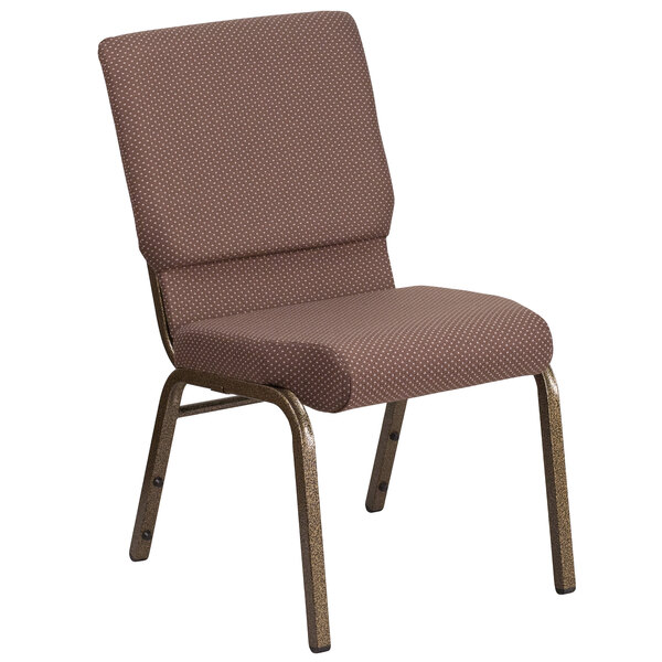 Flash Furniture FD-CH02185-GV-BNDOT-GG Hercules Series Brown Dot 18 1/2" Church Chair with Gold Vein Frame