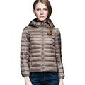 CHERRY CHICK Women's Packable Down Jacket with Hood (M, Khaki)