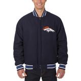 Men's JH Design Navy Denver Broncos Wool Reversible Jacket with Embroidered Logos