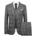 Hanayome Mens Suits 3 Piece Suit Slim Fit Plaid Tuxedo Suits Men Business Casual Jacket & Waistcoat & Trousers -Grey 42