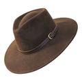 Borges & Scott B&S Premium Lewis - Wide Brim Fedora Hat - 100% Wool Felt - Water Resistant - Leather Band - Dark Brown 60