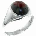 Solid Sterling Silver Ring, Natural Cabochon Garnet Mens Signet Ring - Size O 1/2