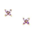 14ct Yellow Gold February Purple CZ 4 Petal Flower Screw Back Earrings Measures 5x5mm Jewelry Gifts for Women