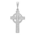 14ct White Gold Solid Flat back Not engraveable Polished and satin Irish Claddagh Celtic Trinity Knot Religious Faith Cross Pendant Necklace Measures 22x15mm Jewelry Gifts for Women