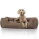 Knuffelwuff 13987-002 Velour Hundebett, Hundekissen, Hundesofa, Hundekorb, im Lederdesign, Tamino, 105 x 75 cm, XL, braun