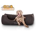 Knuffelwuff 13978-008 Orthopädisches Hundebett, Hundekissen, Hundesofa, Hundekorb, aus Velour Amelie, 120 x 85 cm, XXL, schwarz